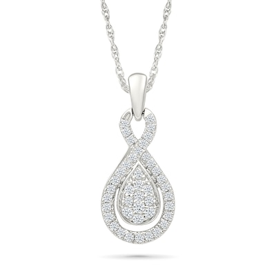 0.58 CT. T.W. Pear-Shaped Multi-Diamond Infinity Pendant and Drop Earrings Set in Sterling Silver