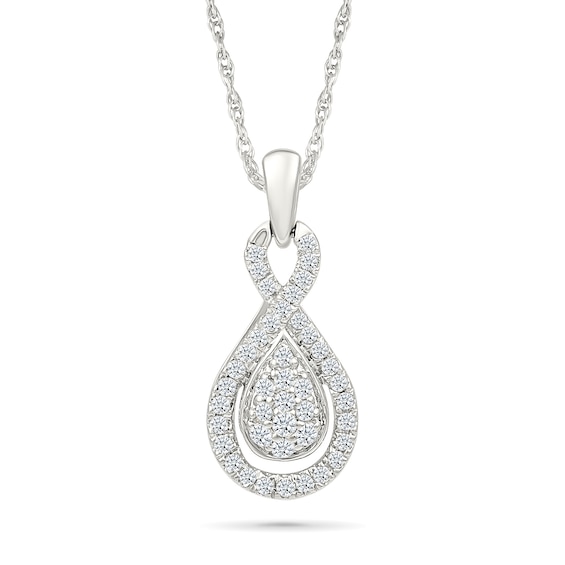 0.58 CT. T.W. Pear-Shaped Multi-Diamond Infinity Pendant and Drop Earrings Set in Sterling Silver