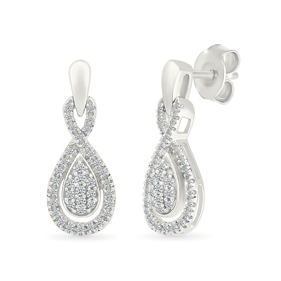 0.58 CT. T.W. Pear-Shaped Multi-Diamond Infinity Pendant and Drop Earrings Set in Sterling Silver