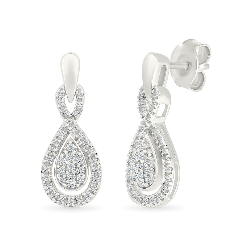 0.58 CT. T.W. Pear-Shaped Multi-Diamond Infinity Pendant and Drop Earrings Set in Sterling Silver