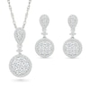 1.23 CT. T.W. Multi-Diamond Frame Drop Pendant and Earrings Set in Sterling Silver