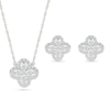 Thumbnail Image 1 of 0.82 CT. T.W. Diamond Clover Necklace and Stud Earrings Set in Sterling Silver