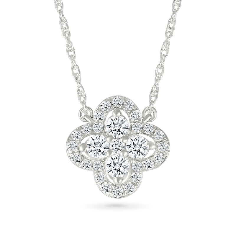 0.82 CT. T.W. Diamond Clover Necklace in Sterling Silver