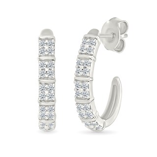 0.23 CT. T.W. Diamond Quad J-Hoop Earrings in Sterling Silver