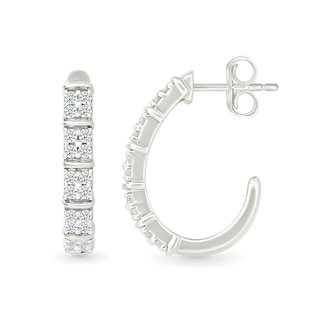 0.23 CT. T.W. Diamond Quad J-Hoop Earrings in Sterling Silver