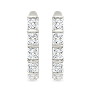 0.23 CT. T.W. Diamond Quad J-Hoop Earrings in Sterling Silver