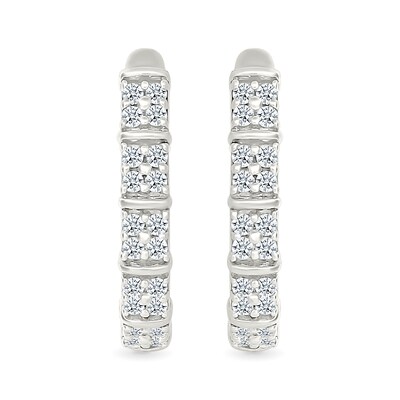 0.23 CT. T.W. Diamond Quad J-Hoop Earrings in Sterling Silver