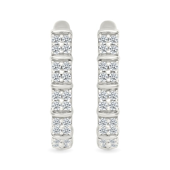 0.23 CT. T.W. Diamond Quad J-Hoop Earrings in Sterling Silver