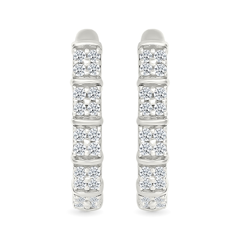 0.23 CT. T.W. Diamond Quad J-Hoop Earrings in Sterling Silver