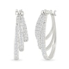 Thumbnail Image 1 of 0.95 CT. T.W. Diamond Graduated Triple Row Hoop Earrings in Sterling Silver