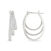 Thumbnail Image 2 of 0.95 CT. T.W. Diamond Graduated Triple Row Hoop Earrings in Sterling Silver