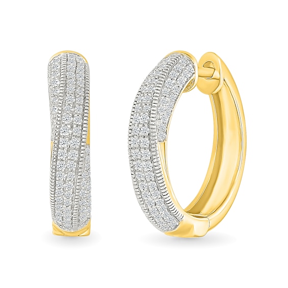 0.45 CT. T.W. Diamond Twist Hoop Earrings in 10K Gold