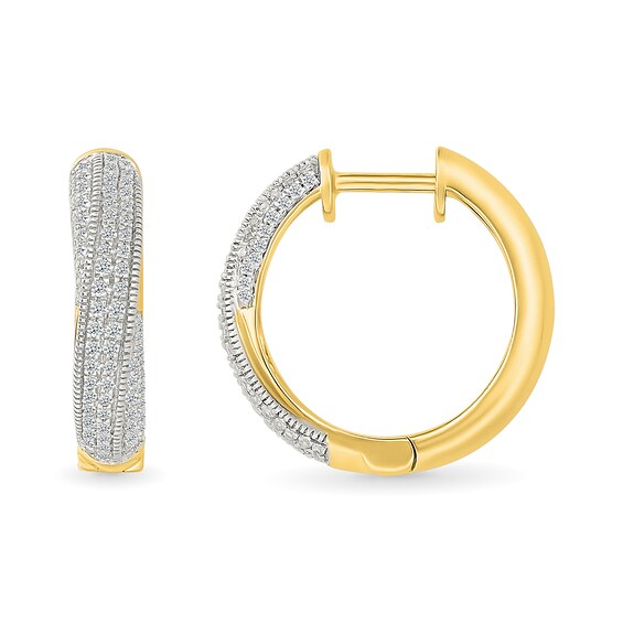 0.45 CT. T.W. Diamond Twist Hoop Earrings in 10K Gold