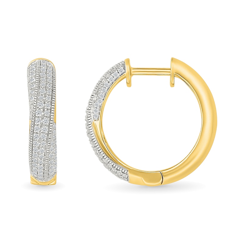 0.45 CT. T.W. Diamond Twist Hoop Earrings in 10K Gold