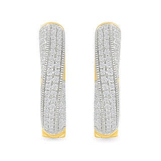 0.45 CT. T.W. Diamond Twist Hoop Earrings in 10K Gold