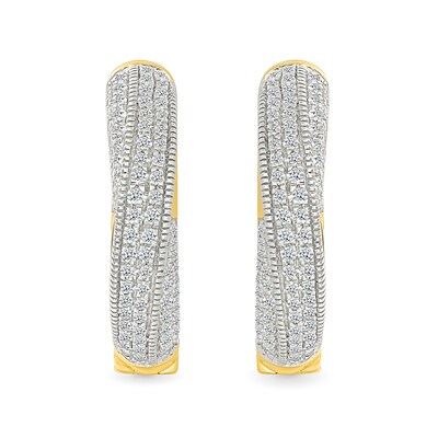 0.45 CT. T.W. Diamond Twist Hoop Earrings in 10K Gold