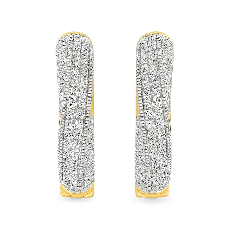 0.45 CT. T.W. Diamond Twist Hoop Earrings in 10K Gold