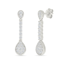 0.45 CT. T.W. Pear-Shaped Multi-Diamond Linear Drop Earrings in Sterling Silver