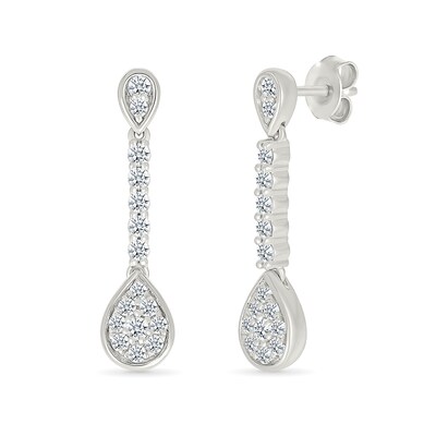 0.45 CT. T.W. Pear-Shaped Multi-Diamond Linear Drop Earrings in Sterling Silver