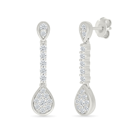 0.45 CT. T.W. Pear-Shaped Multi-Diamond Linear Drop Earrings in Sterling Silver