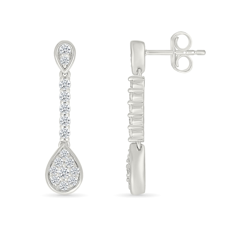 0.45 CT. T.W. Pear-Shaped Multi-Diamond Linear Drop Earrings in Sterling Silver