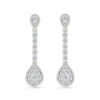 0.45 CT. T.W. Pear-Shaped Multi-Diamond Linear Drop Earrings in Sterling Silver