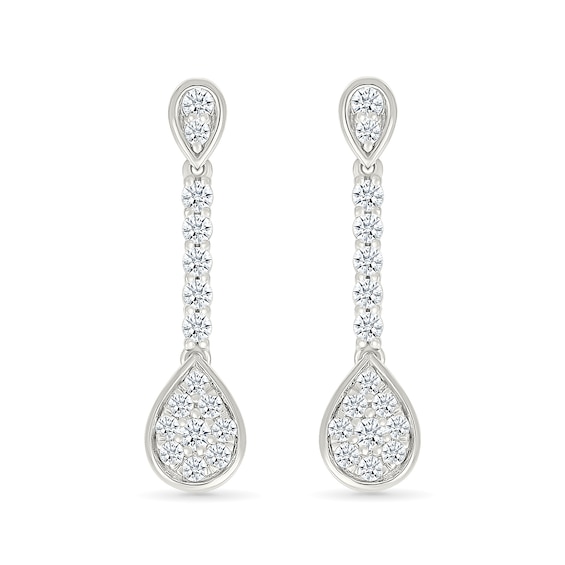 0.45 CT. T.W. Pear-Shaped Multi-Diamond Linear Drop Earrings in Sterling Silver