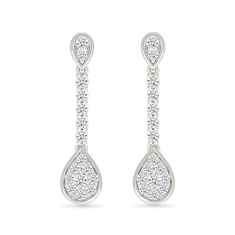 0.45 CT. T.W. Pear-Shaped Multi-Diamond Linear Drop Earrings in Sterling Silver