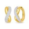 0.80 CT. T.W. Diamond Puff Crossover Hoop Earrings in 10K Gold