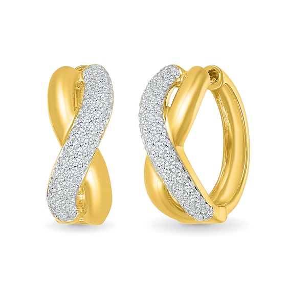 0.80 CT. T.W. Diamond Puff Crossover Hoop Earrings in 10K Gold