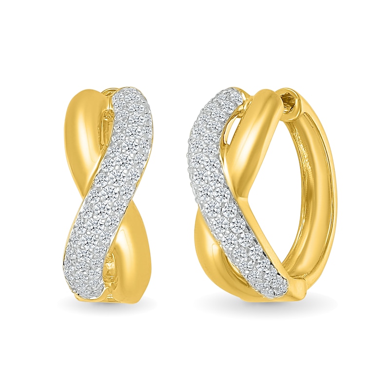 0.80 CT. T.W. Diamond Puff Crossover Hoop Earrings in 10K Gold