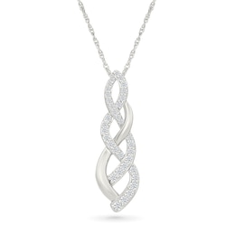 0.23 CT. T.W. Diamond Braid Drop Pendant in Sterling Silver