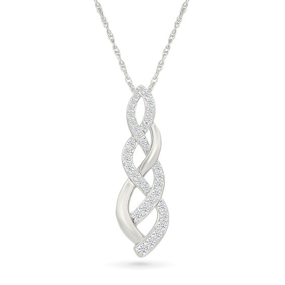 0.23 CT. T.W. Diamond Braid Drop Pendant in Sterling Silver