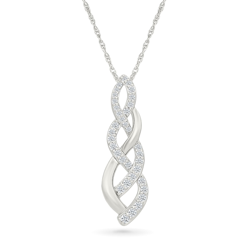 0.23 CT. T.W. Diamond Braid Drop Pendant in Sterling Silver