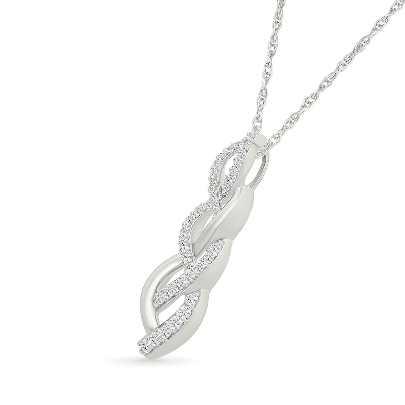 0.23 CT. T.W. Diamond Braid Drop Pendant in Sterling Silver