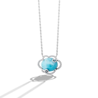 Limor Mindful Jewellery Elements Air Blue Larimar and Diamond Swirl Cloud Frame Necklace in Sterling Silver