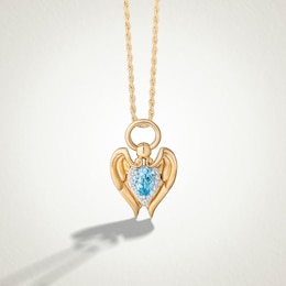 Limor Mindful Jewellery Archangels Michael Swiss Blue Topaz and Diamond Pendant in Sterling Silver with 24K Gold Plate