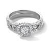 Thumbnail Image 1 of 0.50 CT. T.W. Diamond Cushion Frame Art Deco Vintage-Style Bridal Set in 14K White Gold