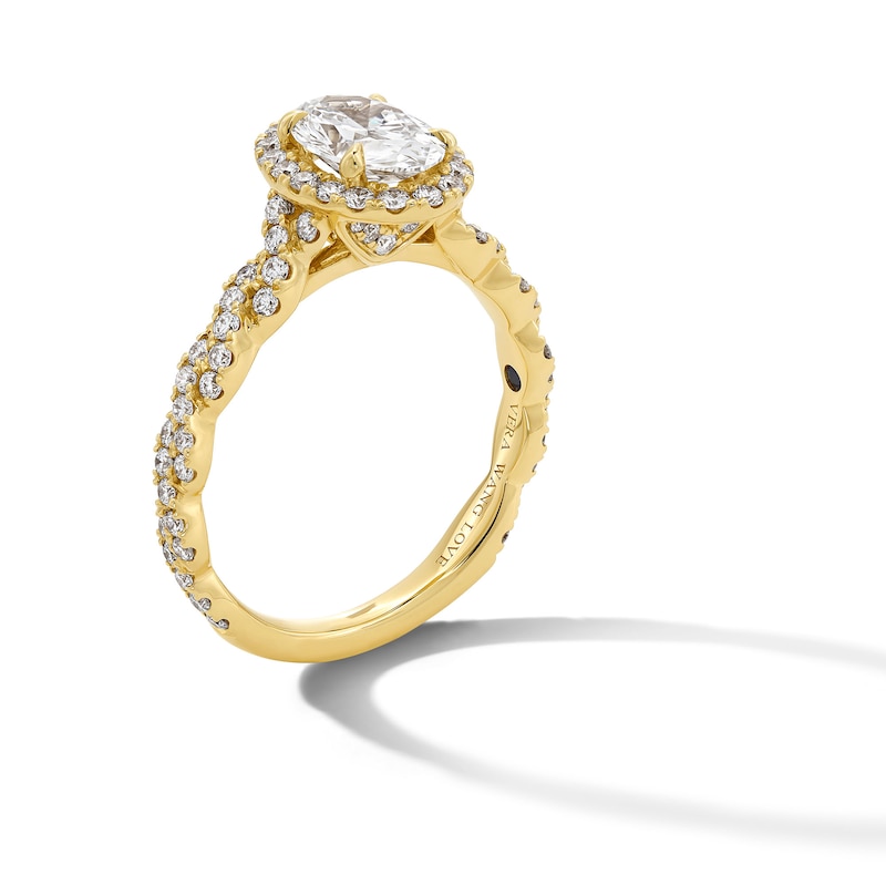 Vera Wang Love Collection 1.58 CT. T.W. Oval Certified Lab-Created Diamond Frame Twist Engagement Ring in 14K Gold