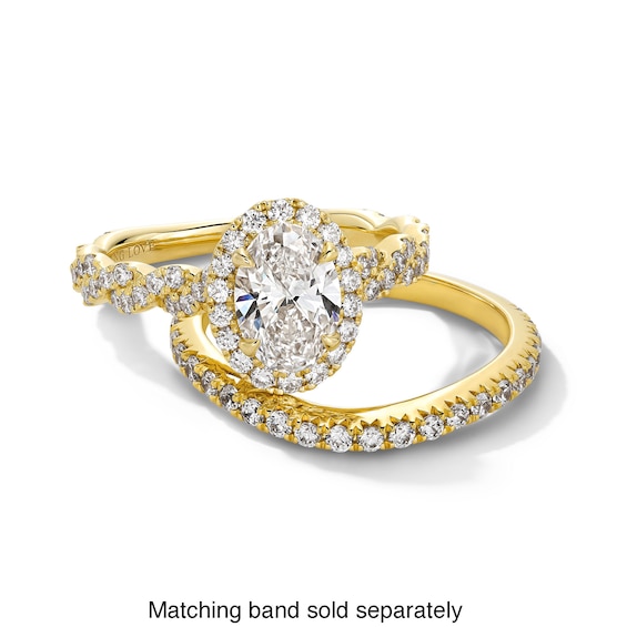 Vera Wang Love Collection 1.58 CT. T.W. Oval Certified Lab-Created Diamond Frame Twist Engagement Ring in 14K Gold