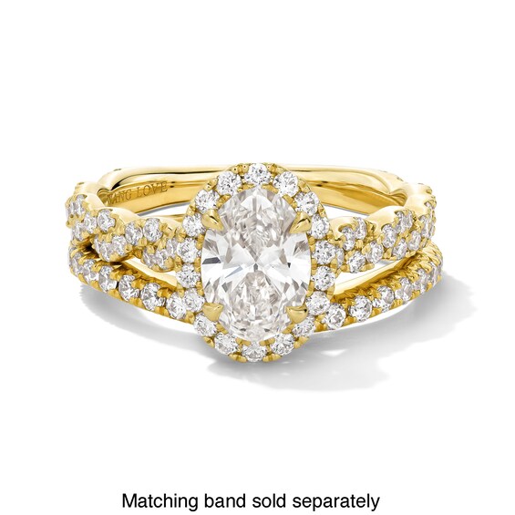 Vera Wang Love Collection 1.58 CT. T.W. Oval Certified Lab-Created Diamond Frame Twist Engagement Ring in 14K Gold