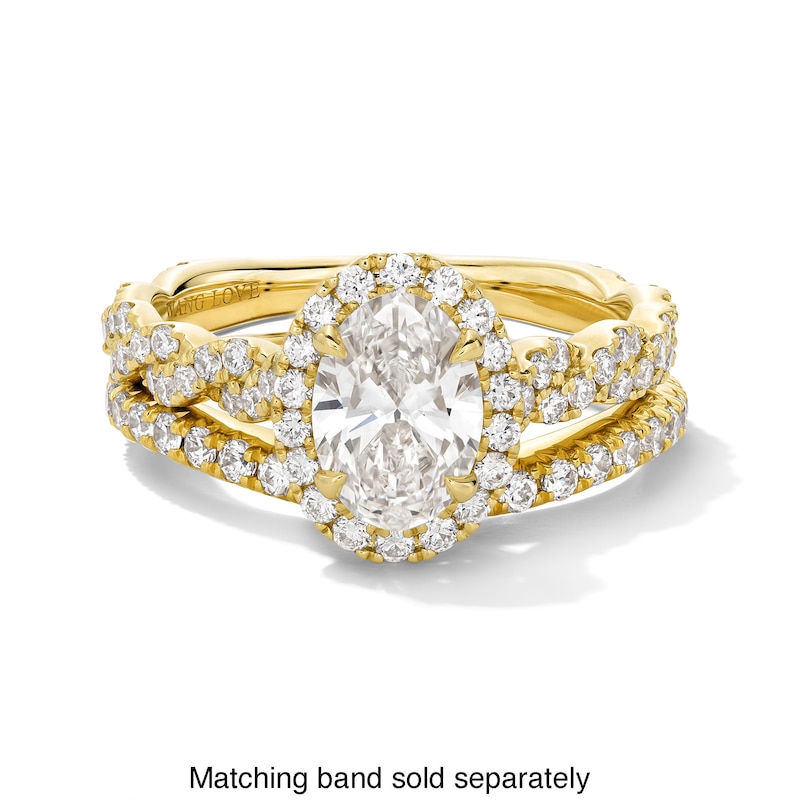 Vera Wang Love Collection 1.58 CT. T.W. Oval Certified Lab-Created Diamond Frame Twist Engagement Ring in 14K Gold