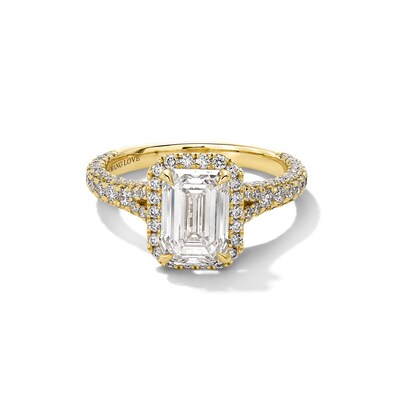 Vera Wang Love Collection 2.95 CT. T.W. Emerald-Cut Certified Lab-Created Diamond Frame Engagement Ring in 14K Gold