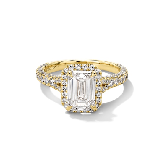 Vera Wang Love Collection 2.95 CT. T.W. Emerald-Cut Certified Lab-Created Diamond Frame Engagement Ring in 14K Gold