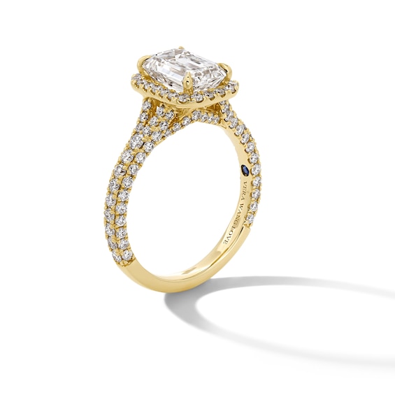 Vera Wang Love Collection 2.95 CT. T.W. Emerald-Cut Certified Lab-Created Diamond Frame Engagement Ring in 14K Gold