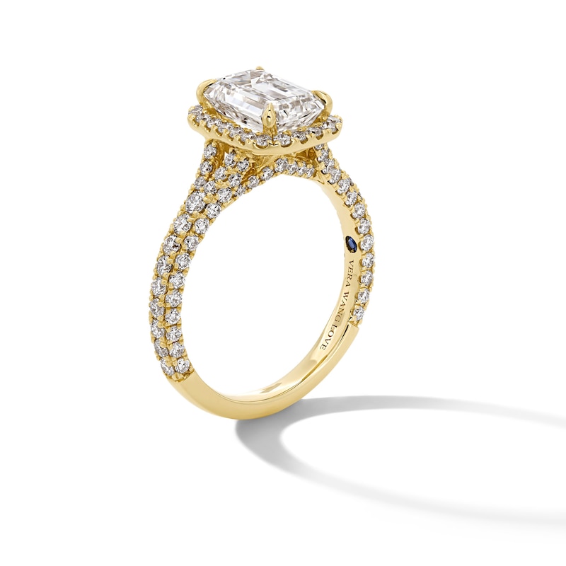 Vera Wang Love Collection 2.95 CT. T.W. Emerald-Cut Certified Lab-Created Diamond Frame Engagement Ring in 14K Gold