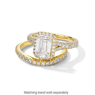 Vera Wang Love Collection 2.95 CT. T.W. Emerald-Cut Certified Lab-Created Diamond Frame Engagement Ring in 14K Gold