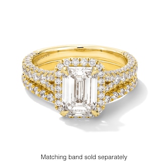 Vera Wang Love Collection 2.95 CT. T.W. Emerald-Cut Certified Lab-Created Diamond Frame Engagement Ring in 14K Gold