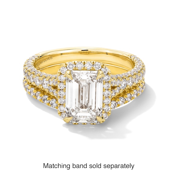 Vera Wang Love Collection 2.95 CT. T.W. Emerald-Cut Certified Lab-Created Diamond Frame Engagement Ring in 14K Gold