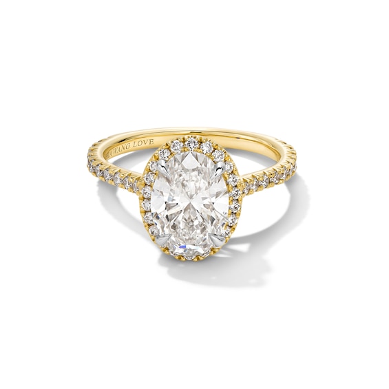 Vera Wang Love Collection 1.95 CT. T.W. Oval Certified Lab-Created Diamond Frame Engagement Ring in 14K Gold (F/VS2)